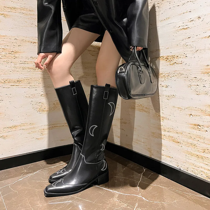 MKKHOU модные сапоги до колена женские новые высококачественные из натуральной