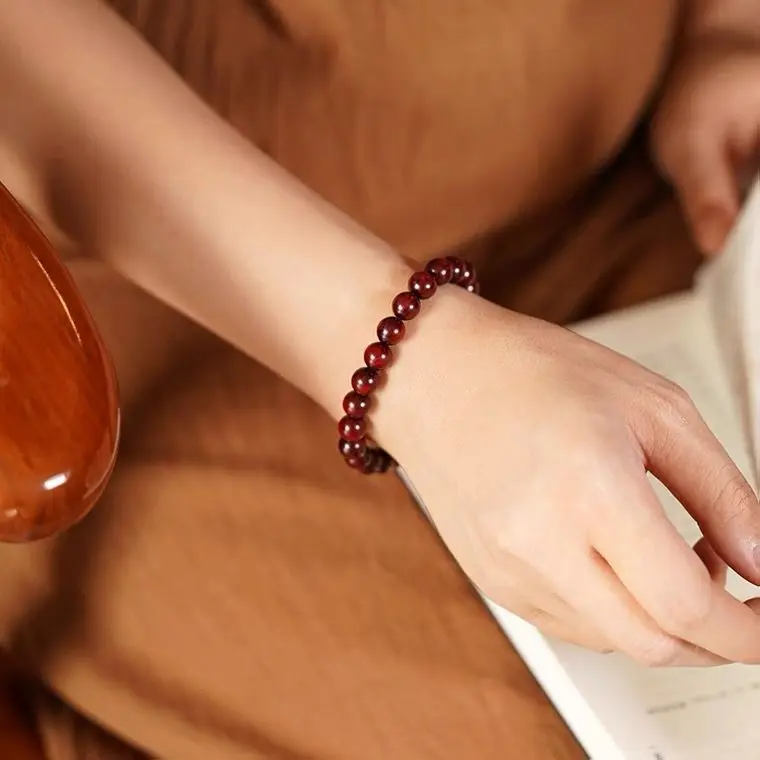 8/10/12mm Natural Diamond Santalinus Prayer Beads Sandalwood Beads Crafts Ethnic Style Bracelet Ornament Gifts for Men and Women