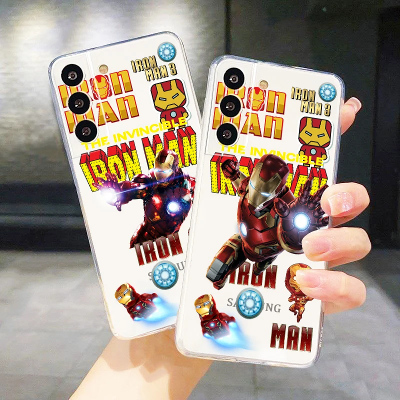 

Luxury Rich Super Hero Iron Man Phone Case For Samsung S22 S21 S20 FE Ultra Pro Lite S10 5G S10E S9 S8 Plus S7 Transparent Cover