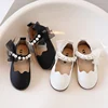Girls Shoes Pearl Strap Mary Jane Shoes for Girls Bridal Wedding Shoes Wave Riband Princess Shoes Kids Baby Toddler Single Shoes 2