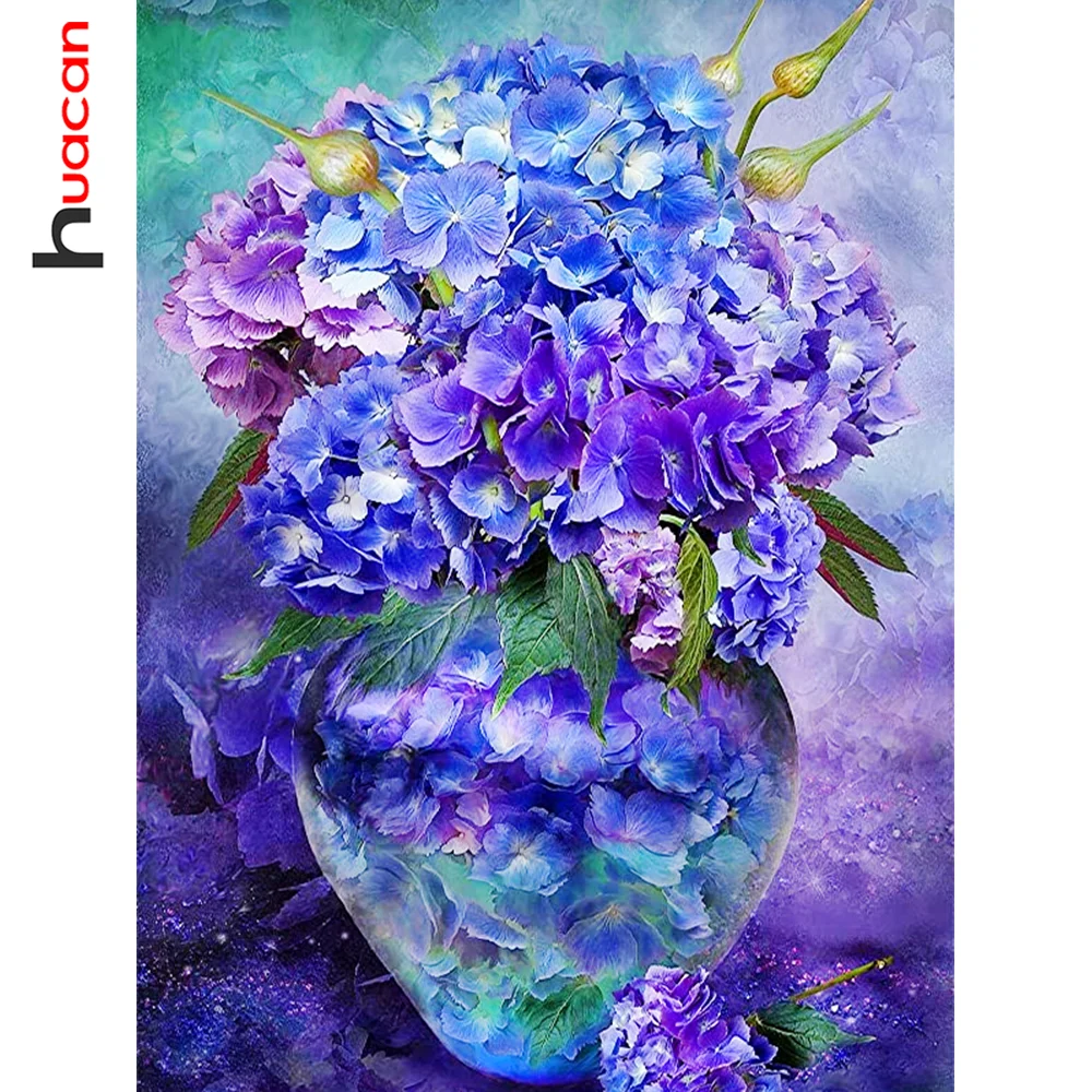 

Алмазная живопись 5d Huacan «сделай сам», вышивка крестиком в виде цветов радужной оболочки, фиолетовая ваза с цветами, мозаика, квадратный/круг...