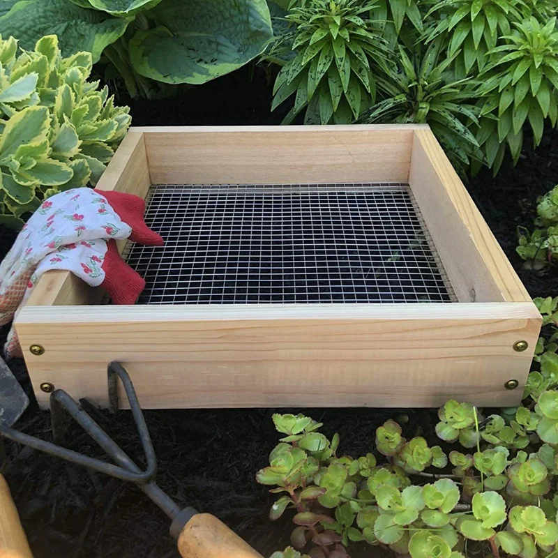 

1 PCS Raw Rutes Cedar Garden Sifter Wood+Metal As Shown For Compost, Dirt And Potting Soil Rough Sawn Sustainable Cedar