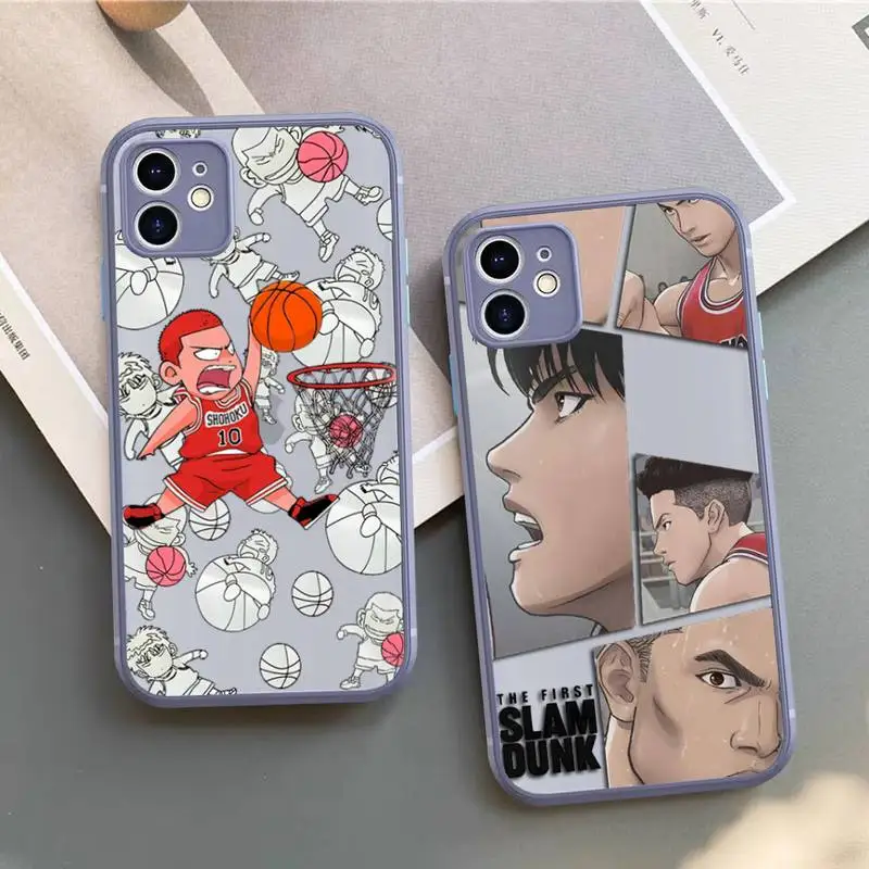 

Cute Cartoon Slam Dunk Phone Case for iPhone X XR XS 7 8 Plus 11 12 13 pro MAX 13mini Translucent Matte Case