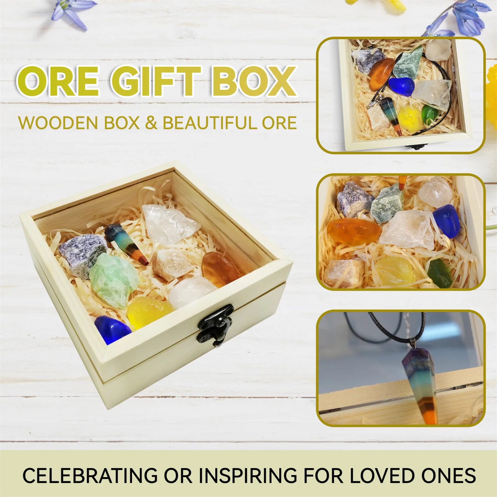 

Подарочная коробка из натурального камня в кристаллах, чакры, лечебный камень, Кварцевый Минеральный Камень, украшение для дома, Подарочная...