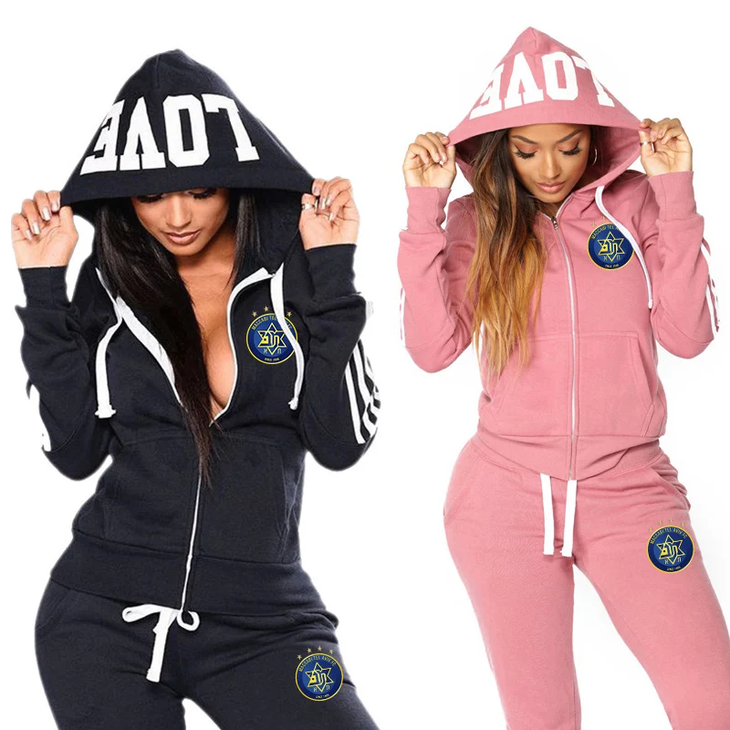

Maccabi Tel Aviv F.C. Women's Zipper Tracksuit Hooded Jackets and Sweatpants Classic Ladies Daily Casual Sports Jogging Suit