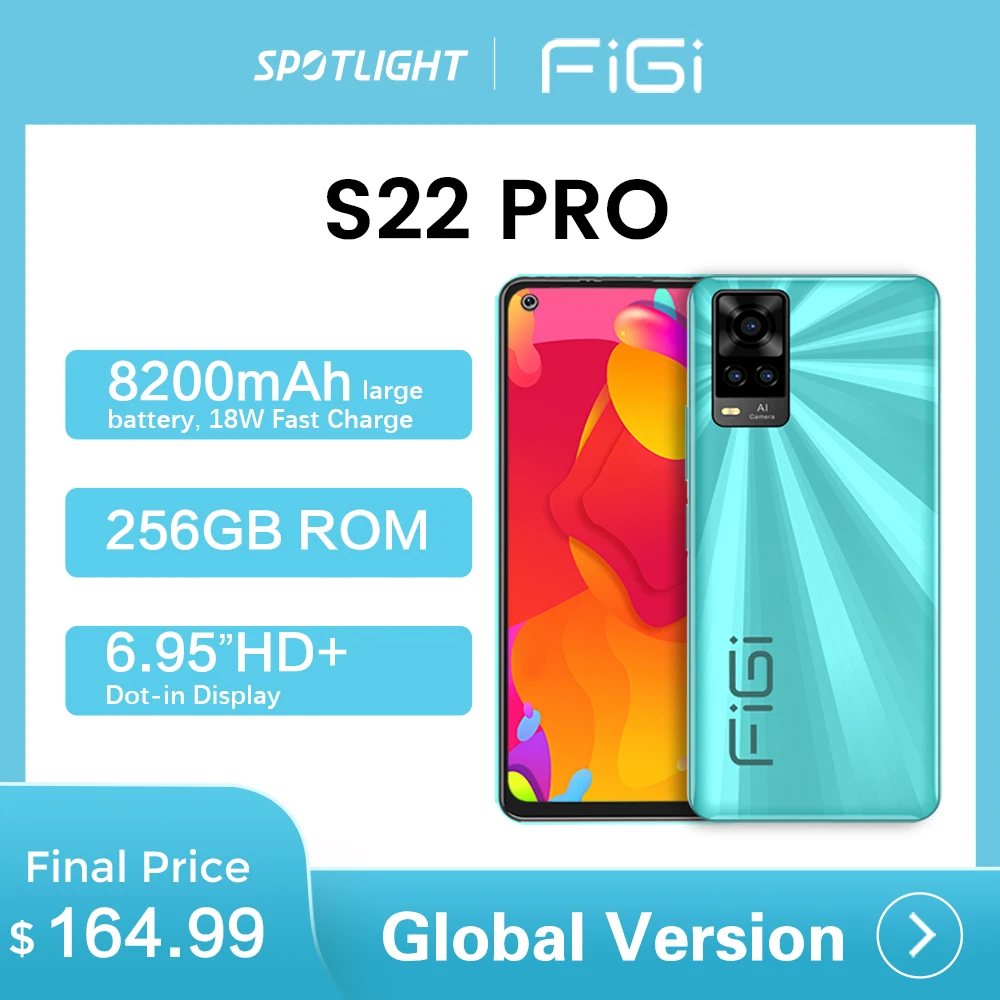 

[World Premiere] FIGI S22 Pro Cell Phones 256GB 4G Smartphone Android Mobile Phones 8200mAh Battery 6.95" HD Display 24MP Camera