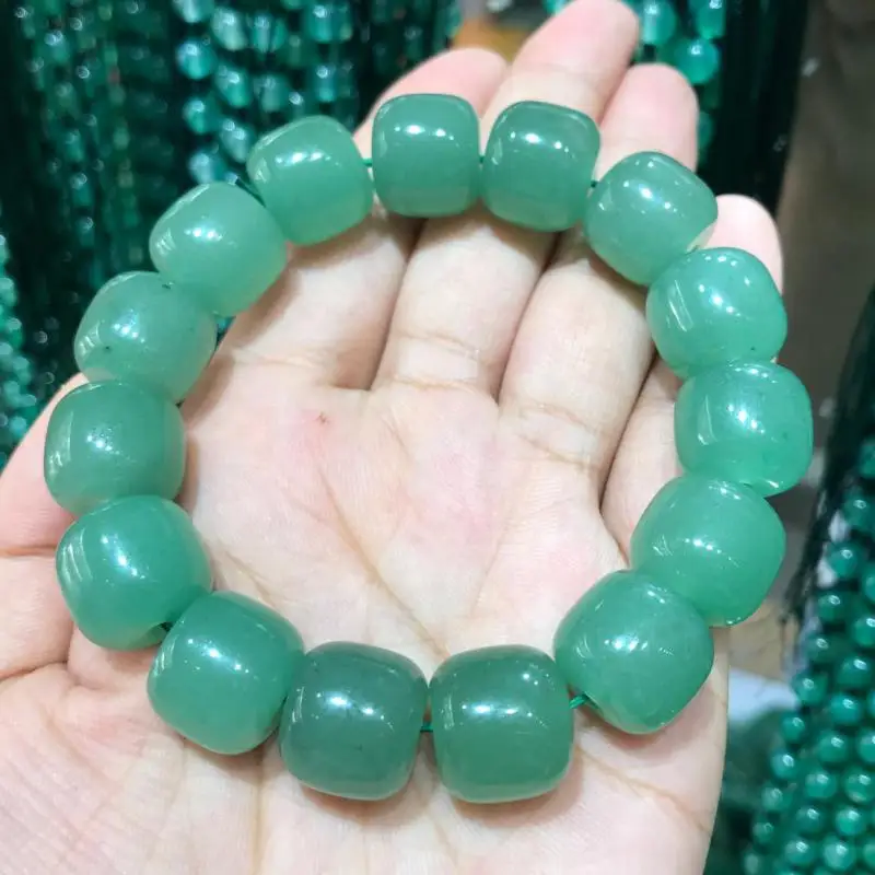 

Green Jades Bracelet Men Women Fine Jewelry Accessorie Genuine Natural Aventurine Jade Stone Bead Elastic Beaded Bracelet Bangle
