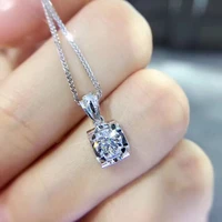 new cute delicate silver plated solitaire pendant necklaces for women shine cz stone inlay fashion jewelry wedding party gifts
