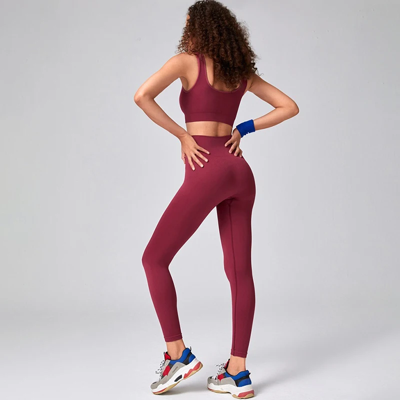 Sexy Yoga Set Women 2 Pieces Set Shockproof Sports Bra High Waist Leggings Running Workout Outfit Fitness Clothing Seamless