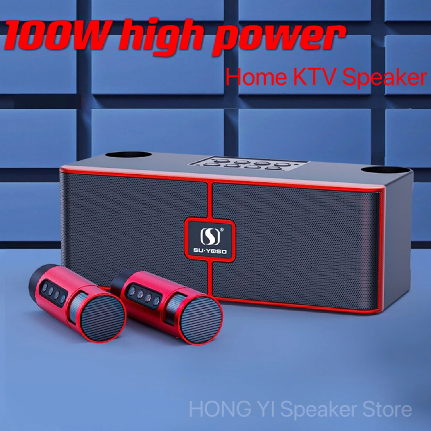 

100 Вт высокомощный беспроводной портативный микрофон Bluetooth, внешний семейный студийный сабвуфер для караоке, бумбокс