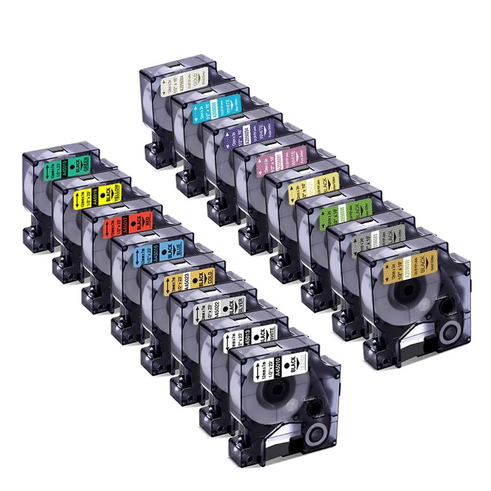 

Лента для этикеток Aken диаметром 12 мм, 45018, 40918, 23 цвета, для Dymo LabelManager Maker 160, 280, 210, 260P, принтер для этикеток