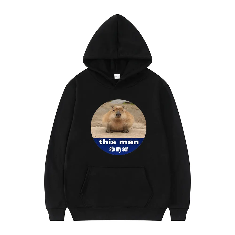 

Funny This Man Ate My Son Capybaras Graphic Manga Print Hoodie Men Clothing Fashion Sweatshirt Couples Pullover Streetwear Tops