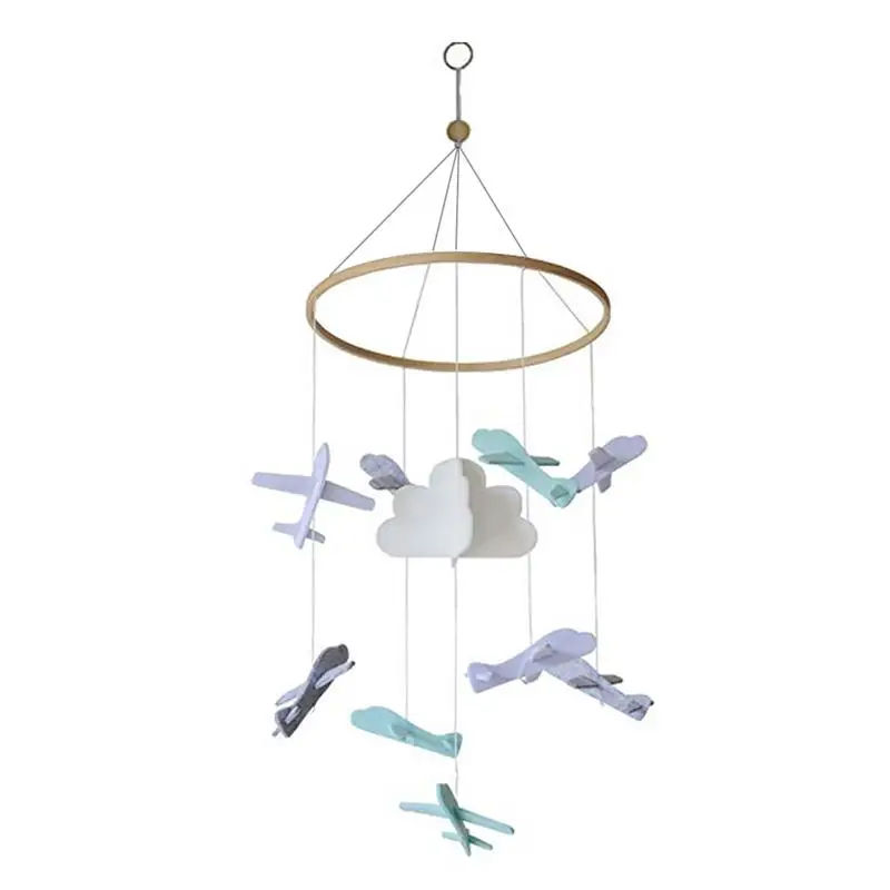 

Crib Bell Crib Mobile DeviceAirplane And CloudKindergarten Decoration100 FeltWhite Gray Light Blue And Turquoise