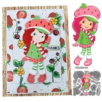 cute girl and strawberry hot new metal cutting dies stencils for making scrapbook album birthday paper cards embossing cut die