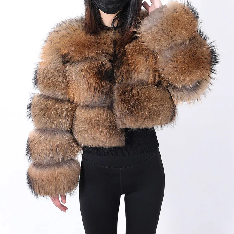 MAOMAOKONG 2022 New Natural raccoon fur jackets Real fur coat Super hot Women's winter Fashion Luxury large size Female clothing