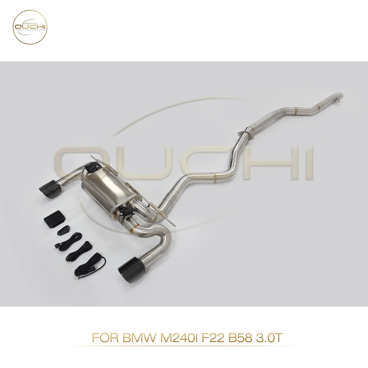 Фото Выхлопная система Ouchi из нержавеющей стали Catback для M240i Sport Sedan F22 2017+ 3.0T B58 с клапанами глушителя и выхлопными трубами №2