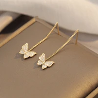 butterfly ear thread female 2022 new ear stud luxury earrings for women korean fashion earring birthday party jewelry gifts