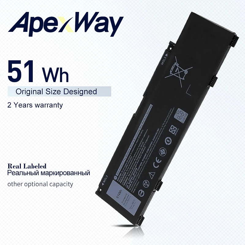 

ApexWay 51Wh 266J9 Laptop Battery For Dell G3 15 3590 3500 3700 3790 3779 G5 15 5500 5505 P89F Series Inspiron 14 5490