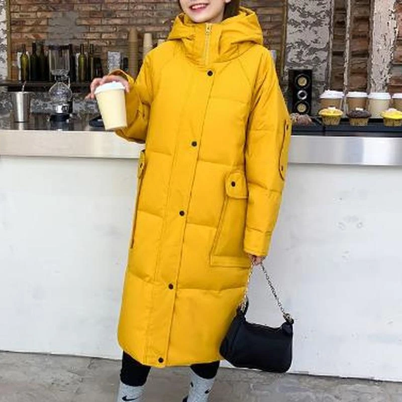 2022 Women New Fashion Winter Down Jacket Large Long Sleeve Jacket Warmth Thickening Female Parka Hooded Loose Long Thickening