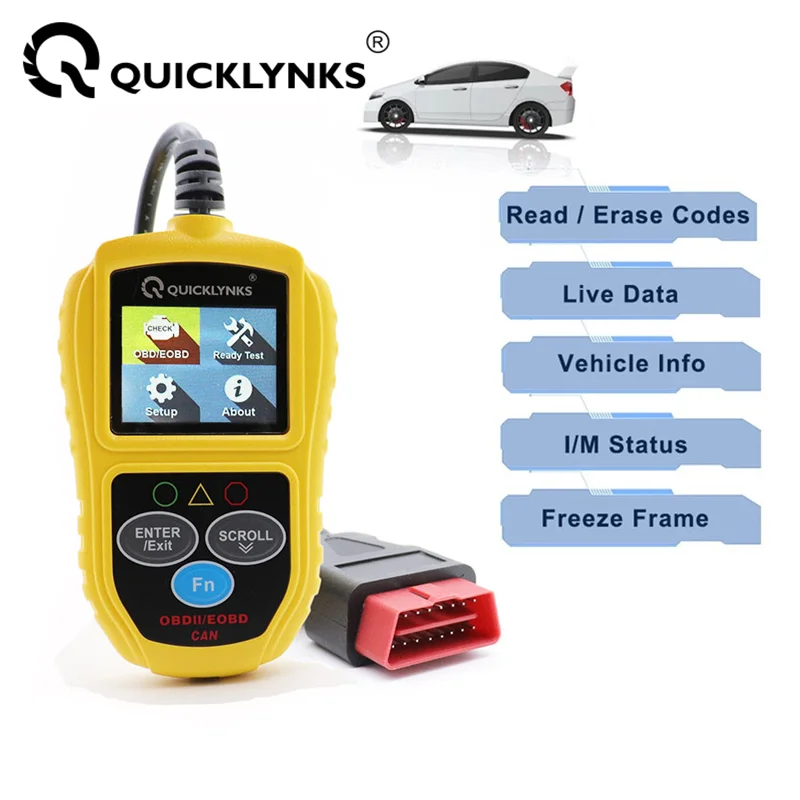 

QUICKLYNKS Auto Diagnostic Tools OBDII T49 Large Color Screen Voice Prompt USB Port OBD2 Scanner Car Tools Automotive Scanner