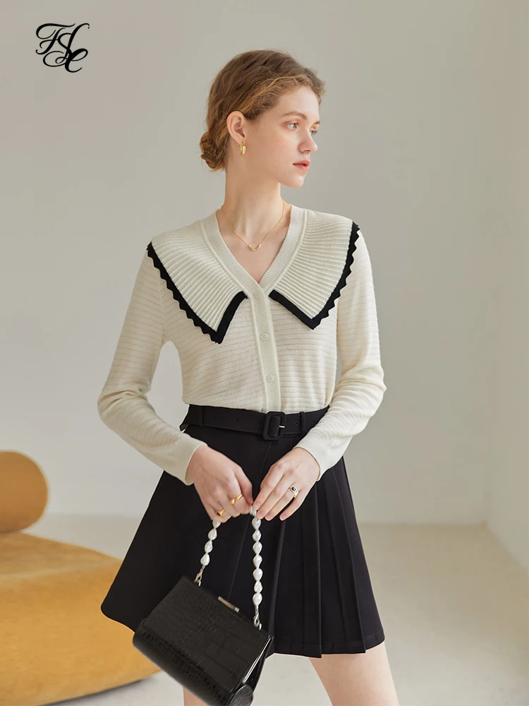 

FSLE V-Neck Knitted Cardigan Women's 2022 Spring New Sweet Gentle Korean Women Top Solid Casual Loose Women Cardigans