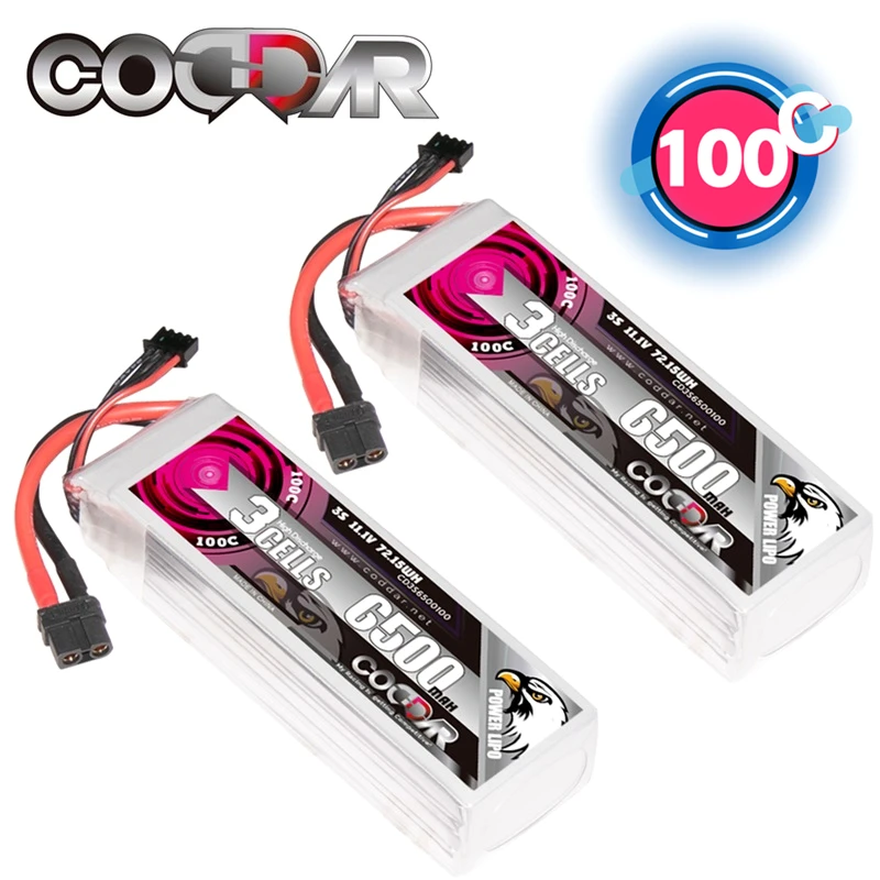 

1/2/3/4PCS CODDAR 3S 6500mAh 110C 11.1V LiPo Battery XT60 Plug For RC Helicopter Quadcopter FPV Racing Drone Parts