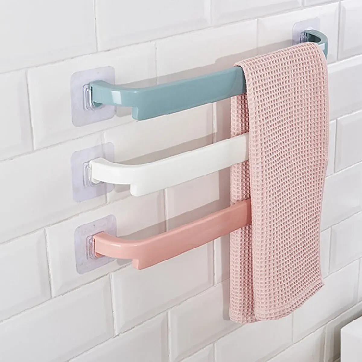 

100% Brand New Bathroom Bathroom Gadgets Towel Rack Rack 44.5*3.5*5cm PP PP Hook Pink Removable Buckle Towel Rack
