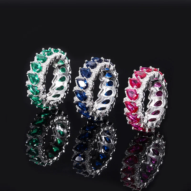 

genuine real brand jewels S925 All-body Silver Jewelry Classic Simulation Colorful Treasure Set Luxury Texture Ring Main Stone 4