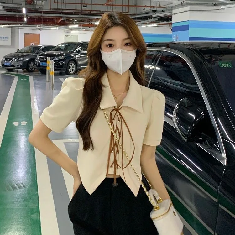 

Summer new fashion buttoned cotton shirt retro shirt women khaki women short sleeve women loose street shirt