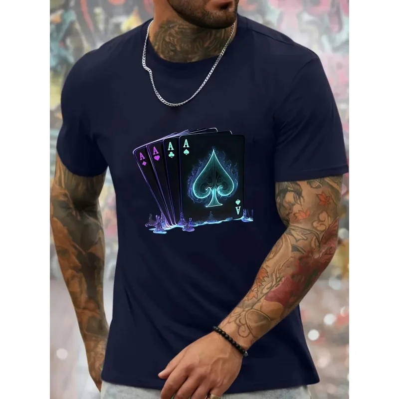 Мужская трикотажная рубашка с коротким рукавом и круглым вырезом