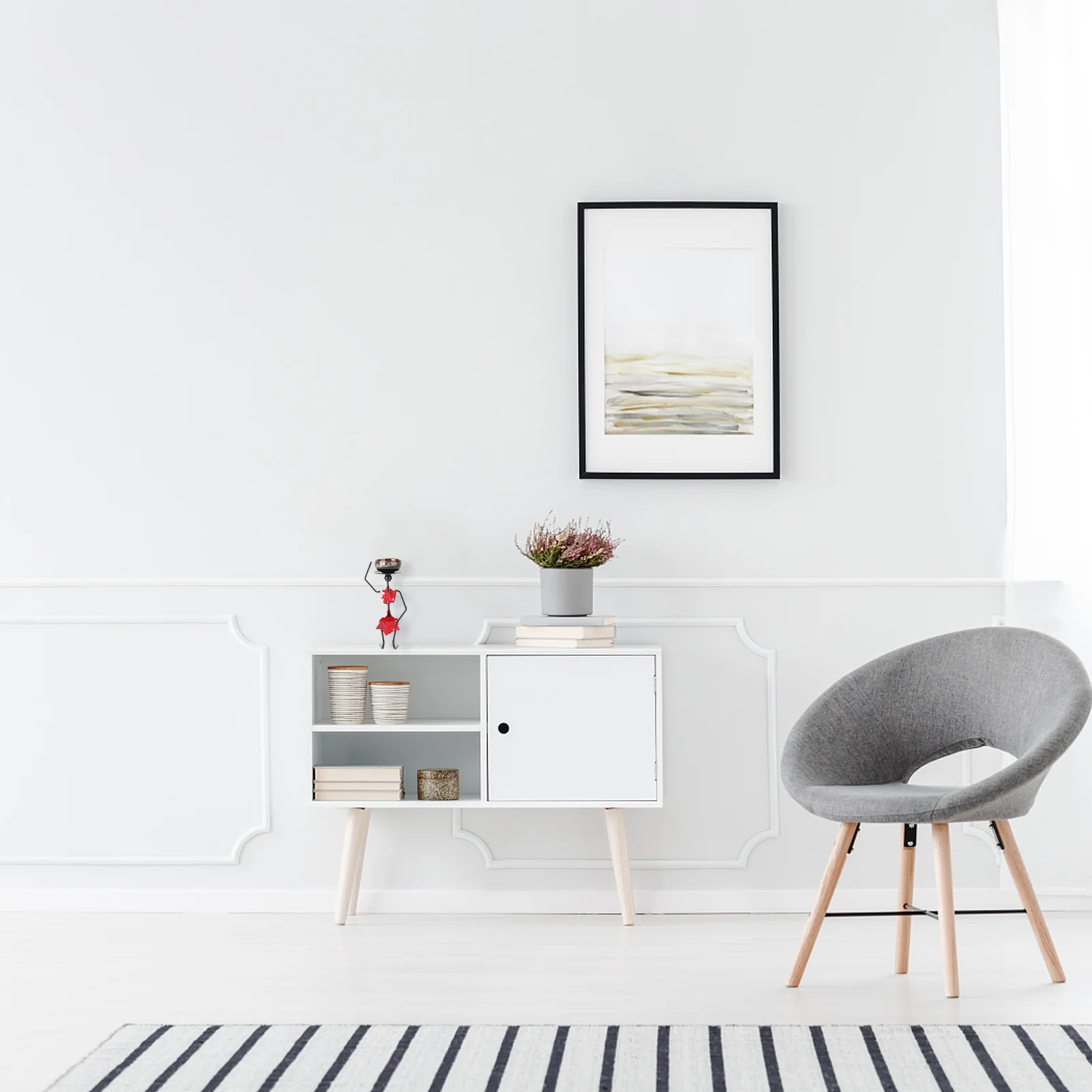 

1 Set Creative Mini Succulent Flower Pot Iron Art Person Flower Rack Decor (Red)