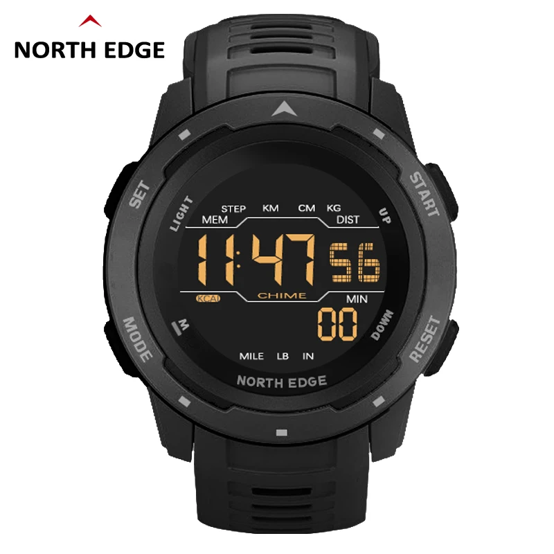 Часы NORTH EDGE мужские цифровые с шагомером спортивные военные водонепроницаемые
