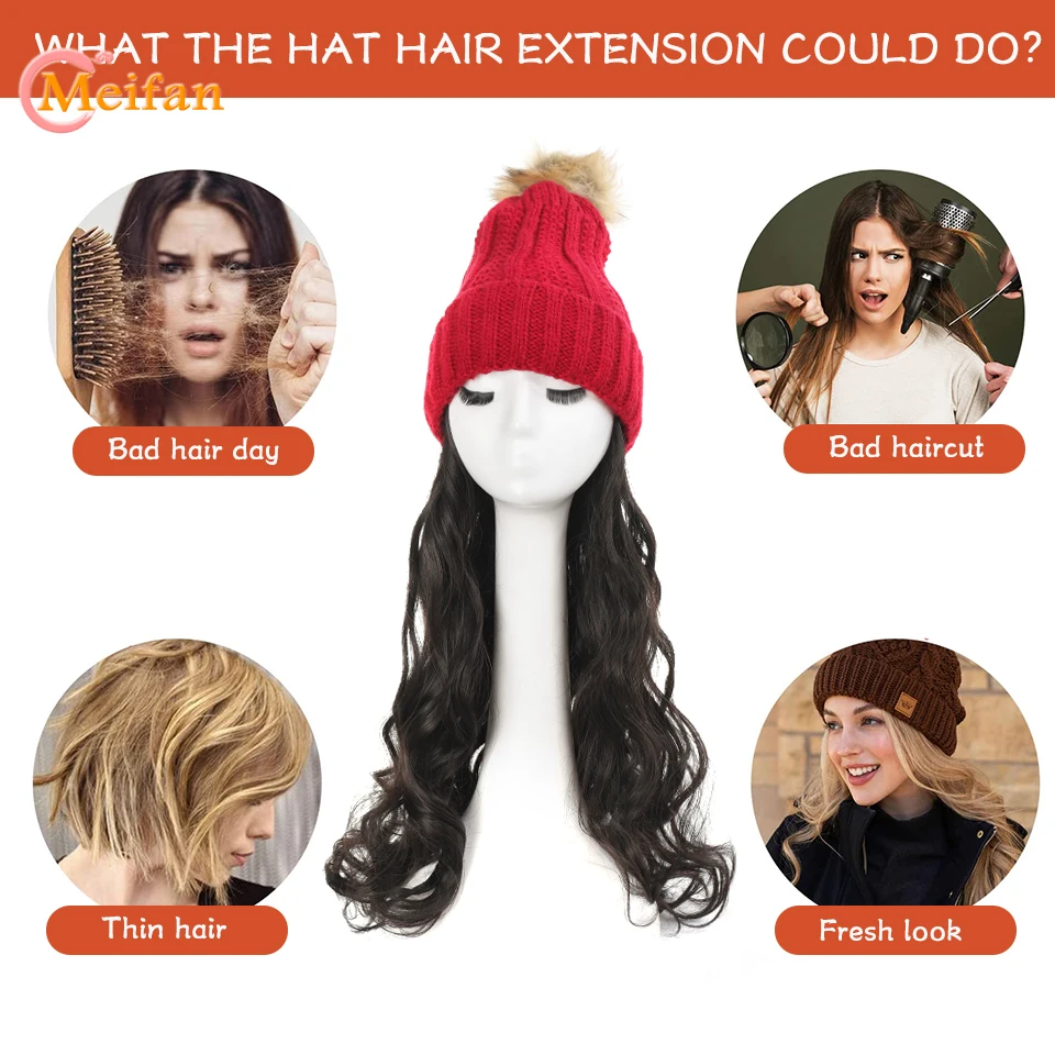 MEIFAN красная шляпа парик для женщин вязанные теплые волнистые длинные кудрявые