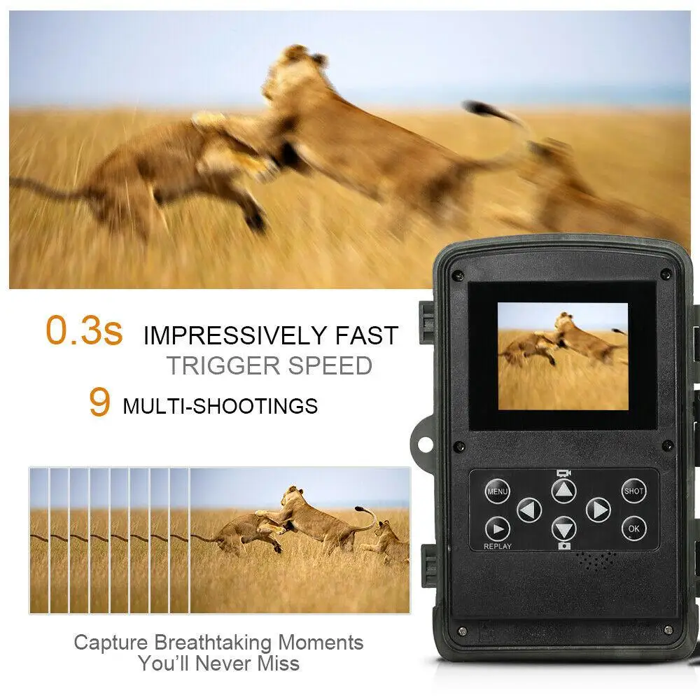 

Hunting Camera HC801A Li-Battery 1080P 16MP Camera Night Vision Waterproof IP65 Photo Traps 0.3s Trigger Time Wild Camera