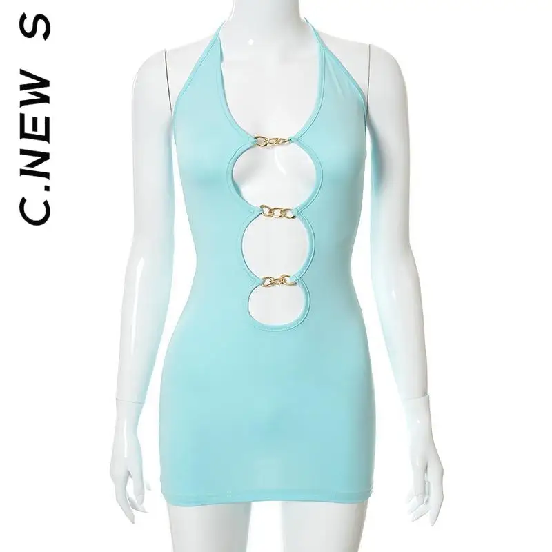 Модное женское платье с открытой спиной 2022 платья лямкой на шее тонкое