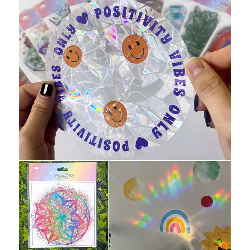 

Colorful Window Sticker Suncatcher Rainbow Prism Static Electricity Glass Sticker PVC Anti-collision Crash Glass Decorative Film