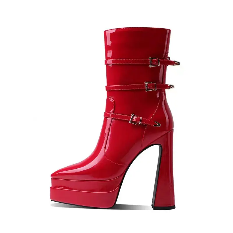 Женские осенние лакированные кожаные двухслойные водонепроницаемые