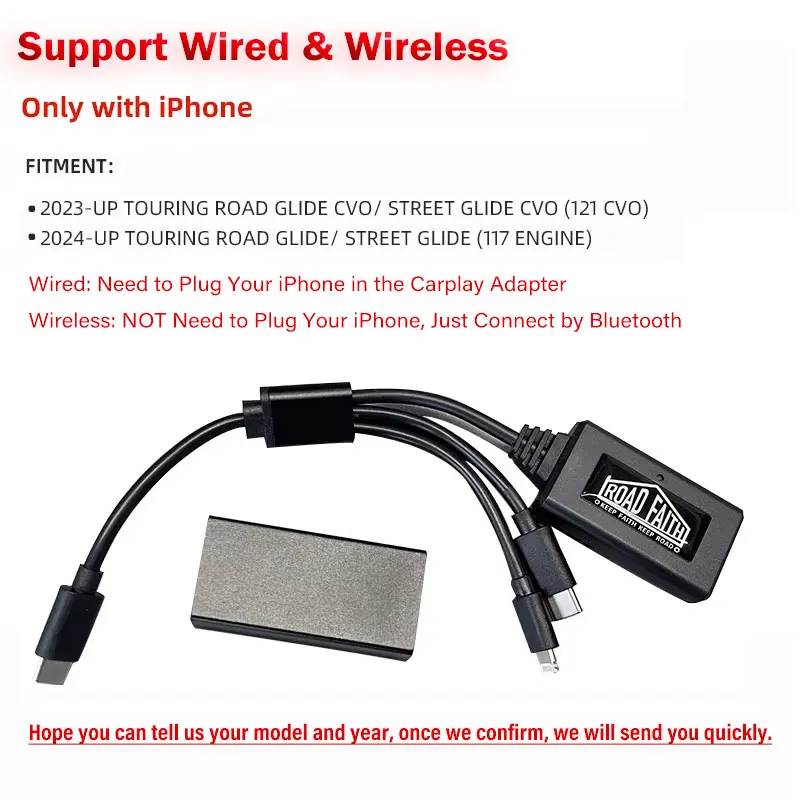 Беспроводной адаптер Carplay для мотоцикла Road Faith для Harley 2023-up 121CVO 2019-2022 117CVO Touring Street/ Road Glide для iPhone