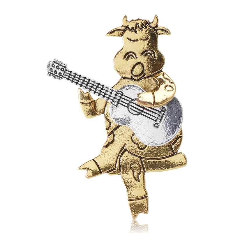 

Korean Style Creative Retro Art Calf Play Guitar Brooch Alloy Fashion Corsage