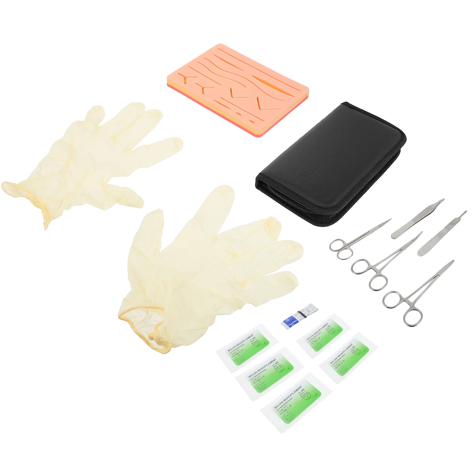 

Scissors Set Medical Suture Silicone Skin Pad Suturing Kit Set Stitch Stainless Steel Educational Training Student