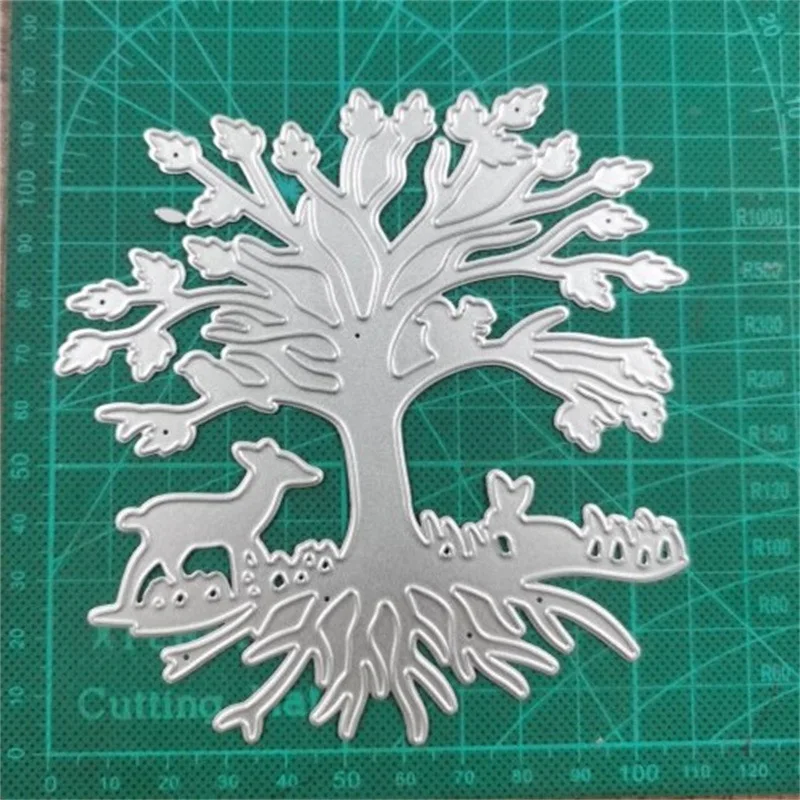 

Tree Small Animals Deer Rabbit Bird Metal Cutting Dies Scrapbooking Stencil Die Cuts Card Making Craft Embossing New 2022