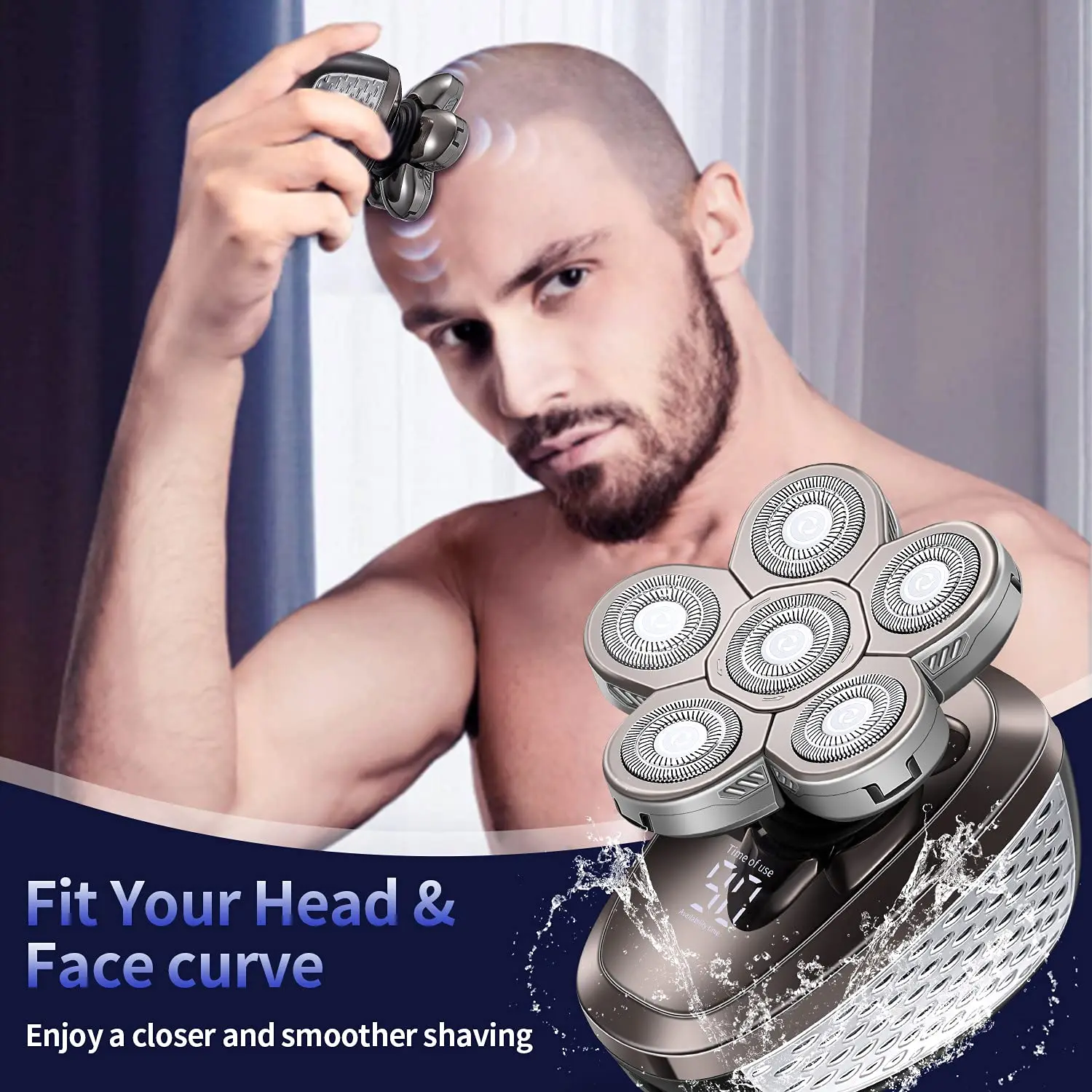 

New 5 in 1 Men's Electric Shaver Touch Sensing 6 Heads LCD Waterproof Rechargeable Razor Beard Trimmer Bald Shaver Body Razor