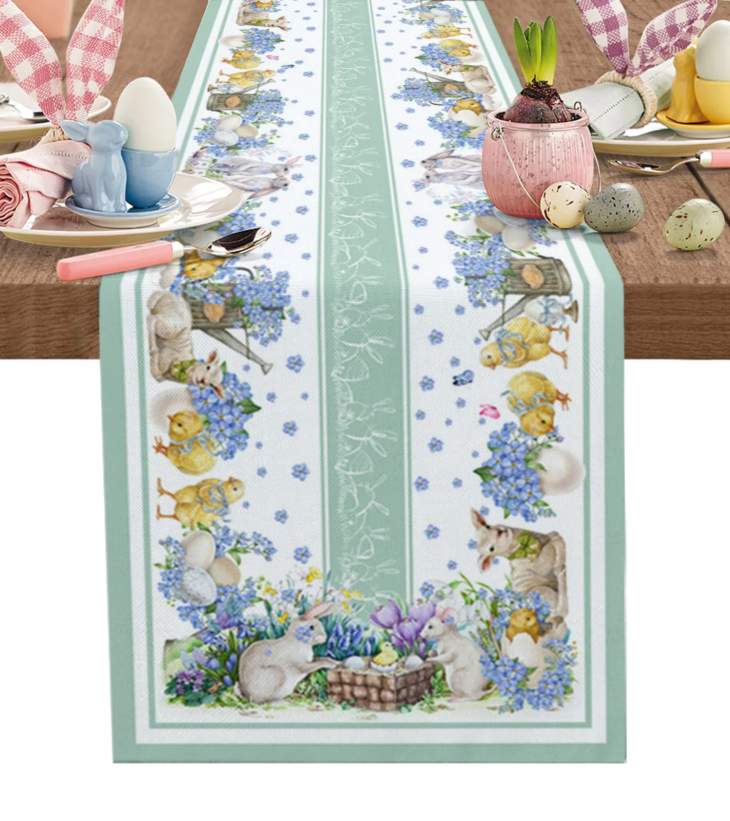 

Пасхальный кролик и цветы курицы скатерть праздничный свадебный Декор пасхальное украшение для обеденного стола скатерть из хлопка и льна