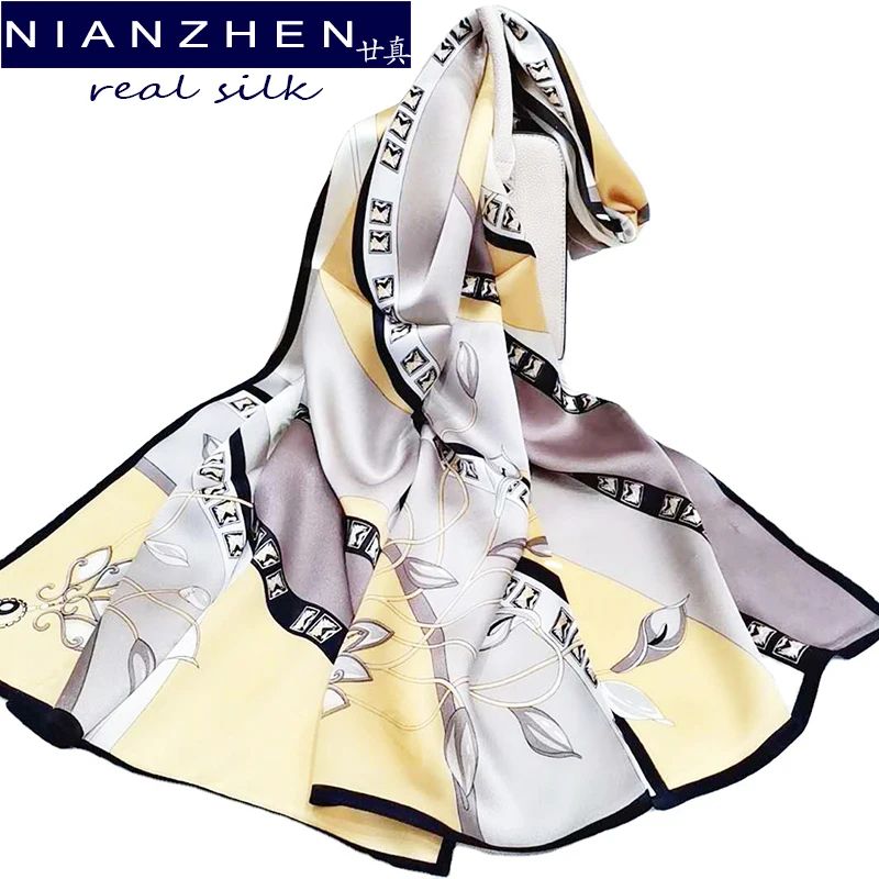 

NIANZHEN шарф из натурального шелка 12 Момми женский платок бандана длинные шали шарфы зимние шарфы из пашмины 170x53 см 60608