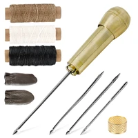 miusie 123050m sewing wax threads leather awl hand stiching sewing awl leather craft needle kit repairing tool for sewing work