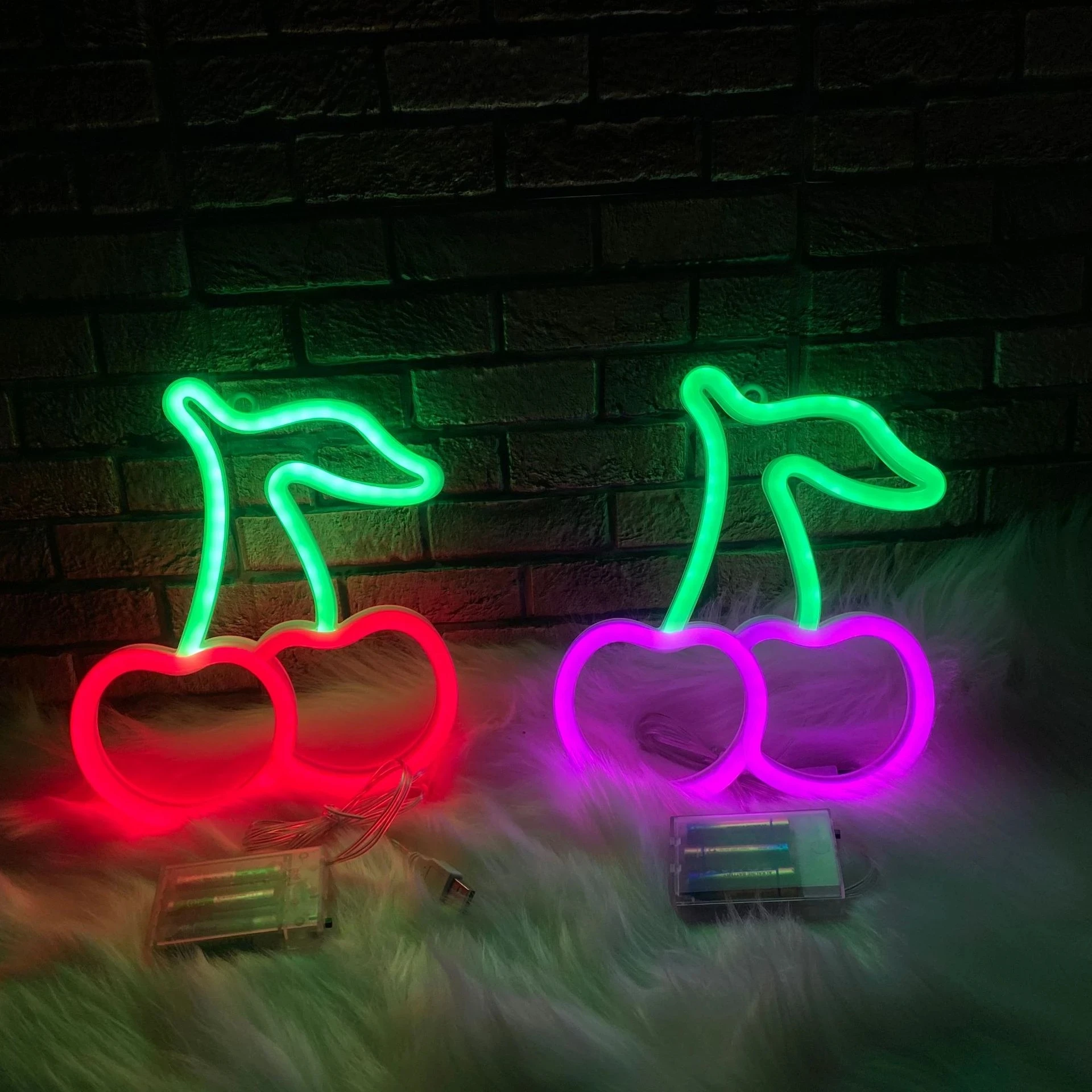 Cherry Shaped Neon Lamp Fruit Restaurant Wall Neon Sign for Party Wedding Shop Birthday Home Decoration