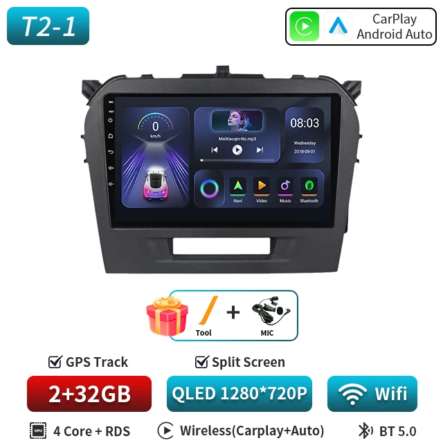

Android 16 Carplay Auto для Suzuki Vitara 2014 2015 2016 2017 2018 Автомобильный радиоприемник Мультимедийный плеер Стерео видео головное устройство 5G WiFi BT