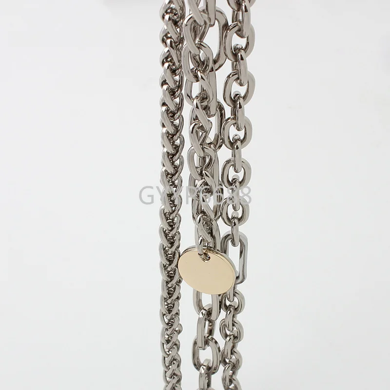 1-5pcs silver color Iron meterial chains with snap hooks three in one for woman handbag purse accessories in bulk