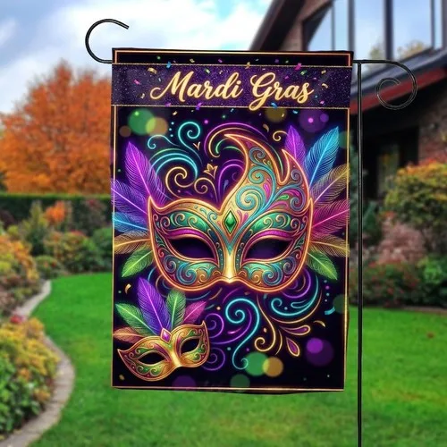Флаг Марди Гра, Персонализированный садовый флаг Марди Гра, Марди Гра, Mardi Gras Yar OOV (art.: 3920d50233cba) - 3920d50233cba