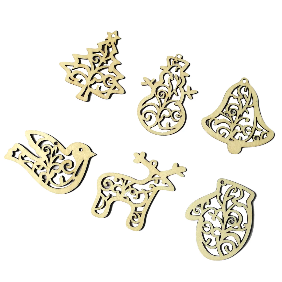 

6pcs Wooden Xmas Decorations Christmas Wood Embellishment Christmas Wood Slice Hanging Christmas Decorations